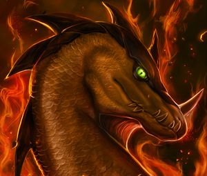 Preview wallpaper dragon, fire, flame, fantastic, art