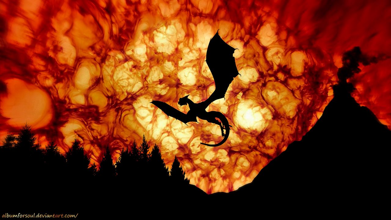 Wallpaper dragon, fire, sky, art, fantasy