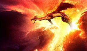 Preview wallpaper dragon, fire, sparkles, mouth
