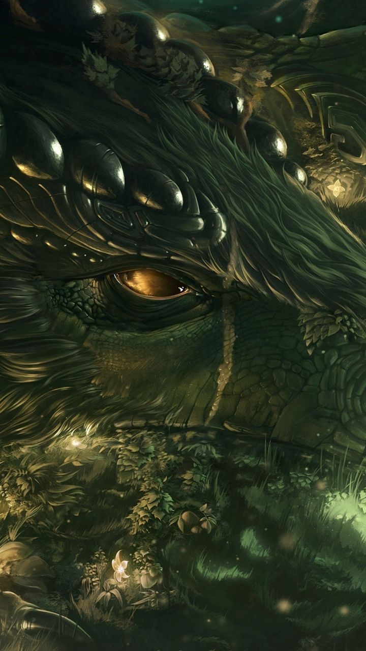720x1280 Wallpaper dragon, girl, forest, art