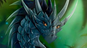 Preview wallpaper dragon, glance, art, creature, scales