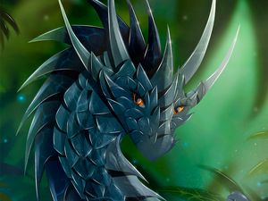 Preview wallpaper dragon, glance, art, creature, scales