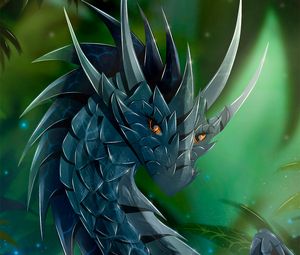 Preview wallpaper dragon, glance, art, creature, scales