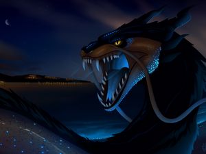 Preview wallpaper dragon, grin, art, creature, fantasy