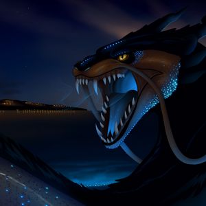 Preview wallpaper dragon, grin, art, creature, fantasy