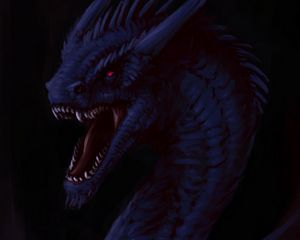 Preview wallpaper dragon, grin, fantasy, creature, dark
