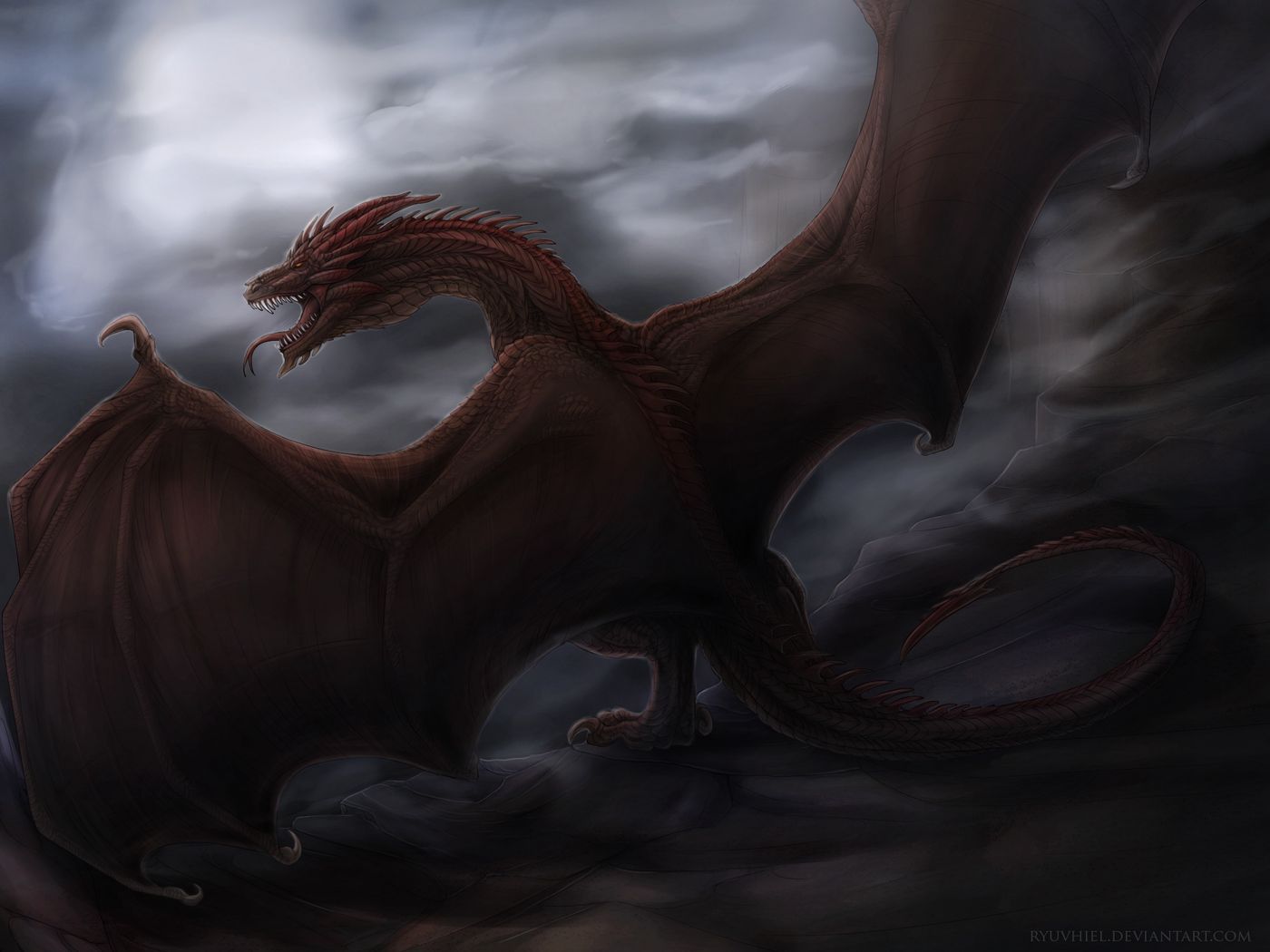 Download wallpaper 1400x1050 dragon, grin, wings, creature, fantasy ...