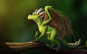 Preview wallpaper dragon, horns, wings, fantasy