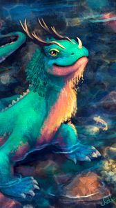 Preview wallpaper dragon, lizard, art, creature, fantastic