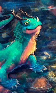 Preview wallpaper dragon, lizard, art, creature, fantastic