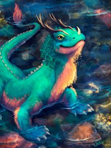 Preview wallpaper dragon, lizard, art, creature, fantastic