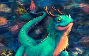 Preview wallpaper dragon, lizard, art, creature, fantastic