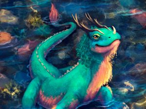 Preview wallpaper dragon, lizard, art, creature, fantastic