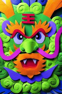 Preview wallpaper dragon, mask, multicolored