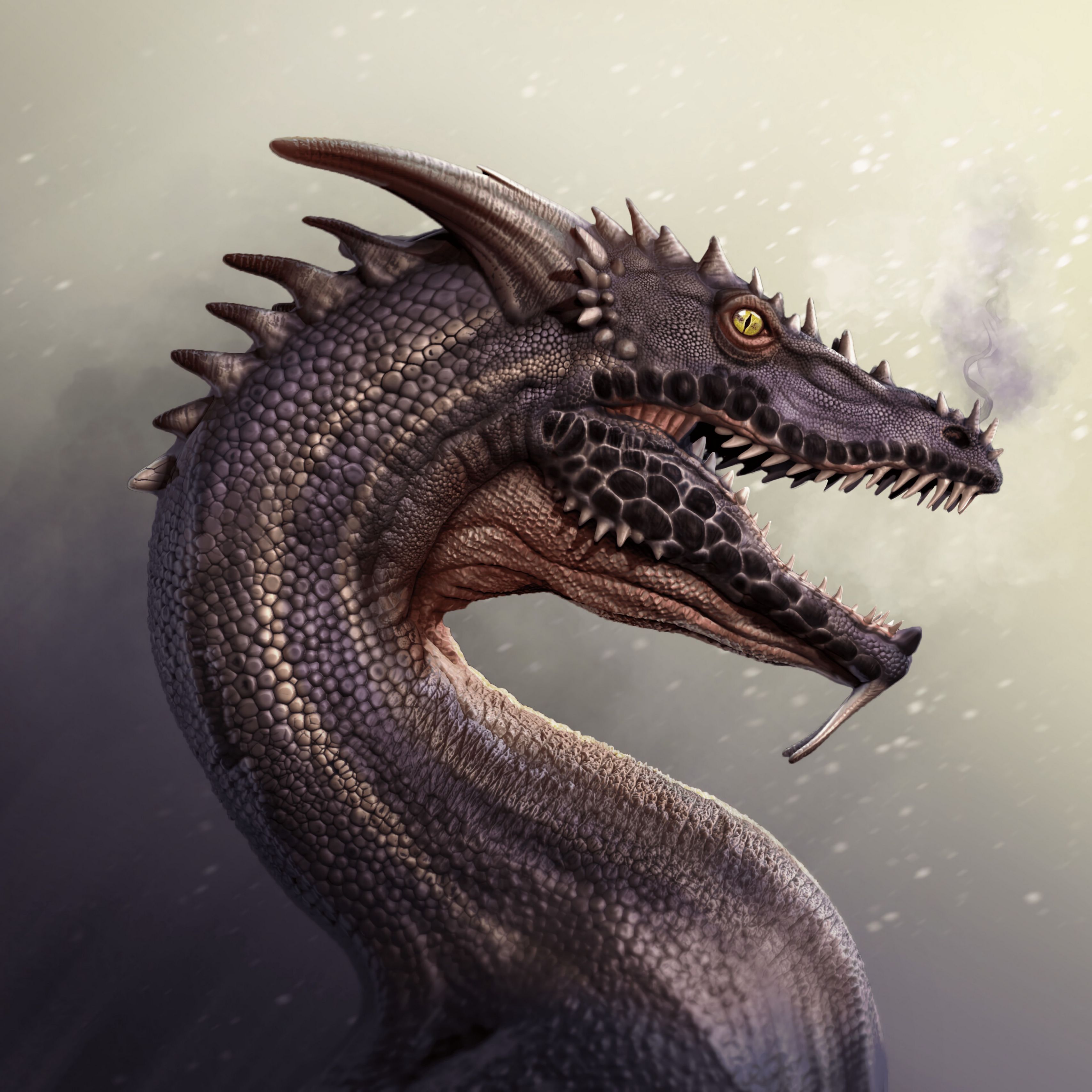 Download Wallpaper 3415x3415 Dragon Monster Fangs Art Ipad Pro 12 9 Retina For Parallax Hd Background