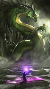 Preview wallpaper dragon, monster, glow, ball