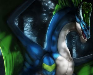 Preview wallpaper dragon, monster, horns, art