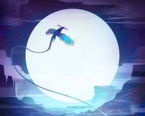 Preview wallpaper dragon, moon, fantasy, reflection