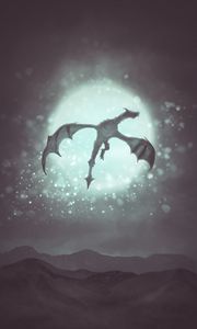 Preview wallpaper dragon, moon, glare, fantasy, art