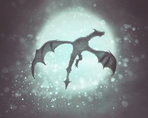 Preview wallpaper dragon, moon, glare, fantasy, art