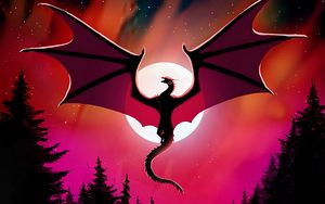 Preview wallpaper dragon, moon, night, dark, art