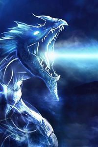 Preview wallpaper dragon, mouth, night, light