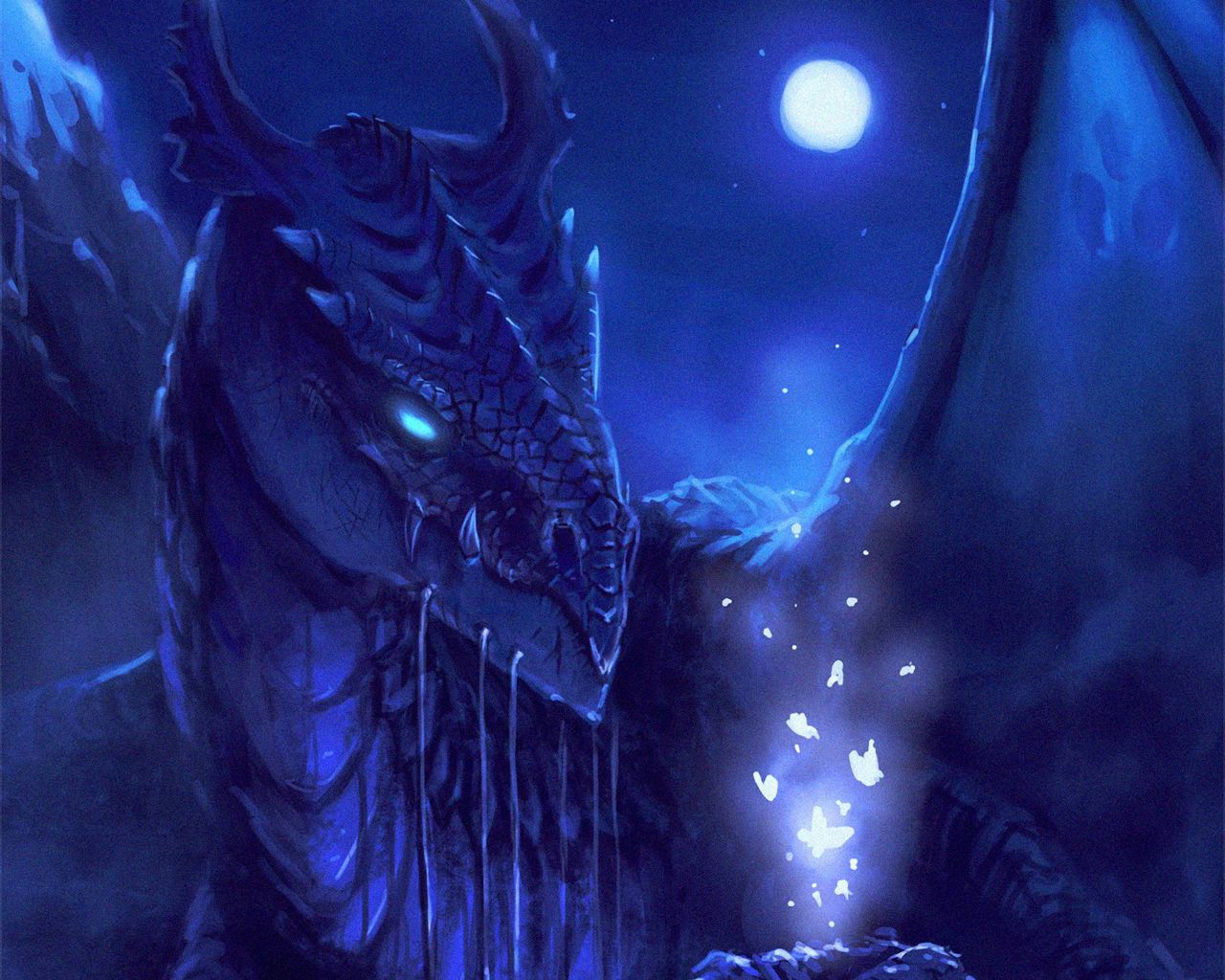 Download wallpaper 1280x1024 dragon, night, art, creature, fantastic ...