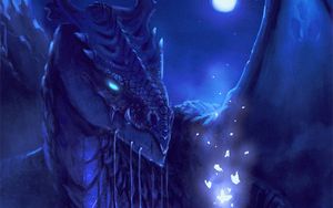 Preview wallpaper dragon, night, art, creature, fantastic