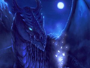 Preview wallpaper dragon, night, art, creature, fantastic