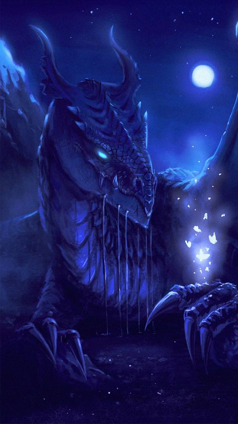 480x854 Wallpaper dragon, night, art, creature, fantastic