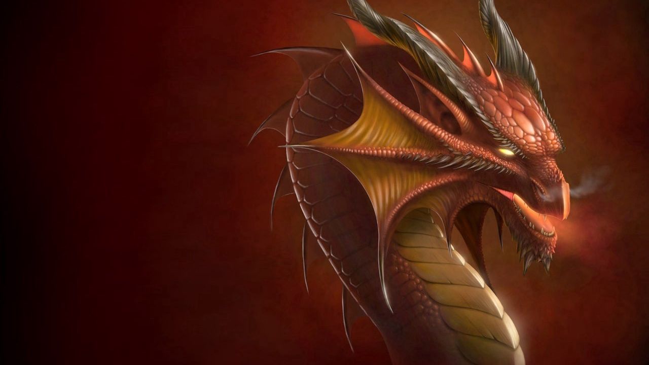 Wallpaper dragon, red, head