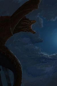 Preview wallpaper dragon, roar, sky, art