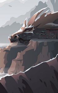 Preview wallpaper dragon, rock, art