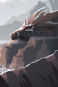 Preview wallpaper dragon, rock, art