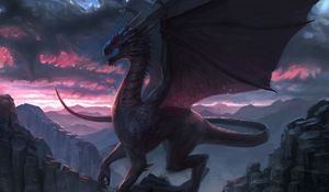 Preview wallpaper dragon, rock, fantasy, art