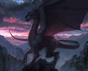 Preview wallpaper dragon, rock, fantasy, art