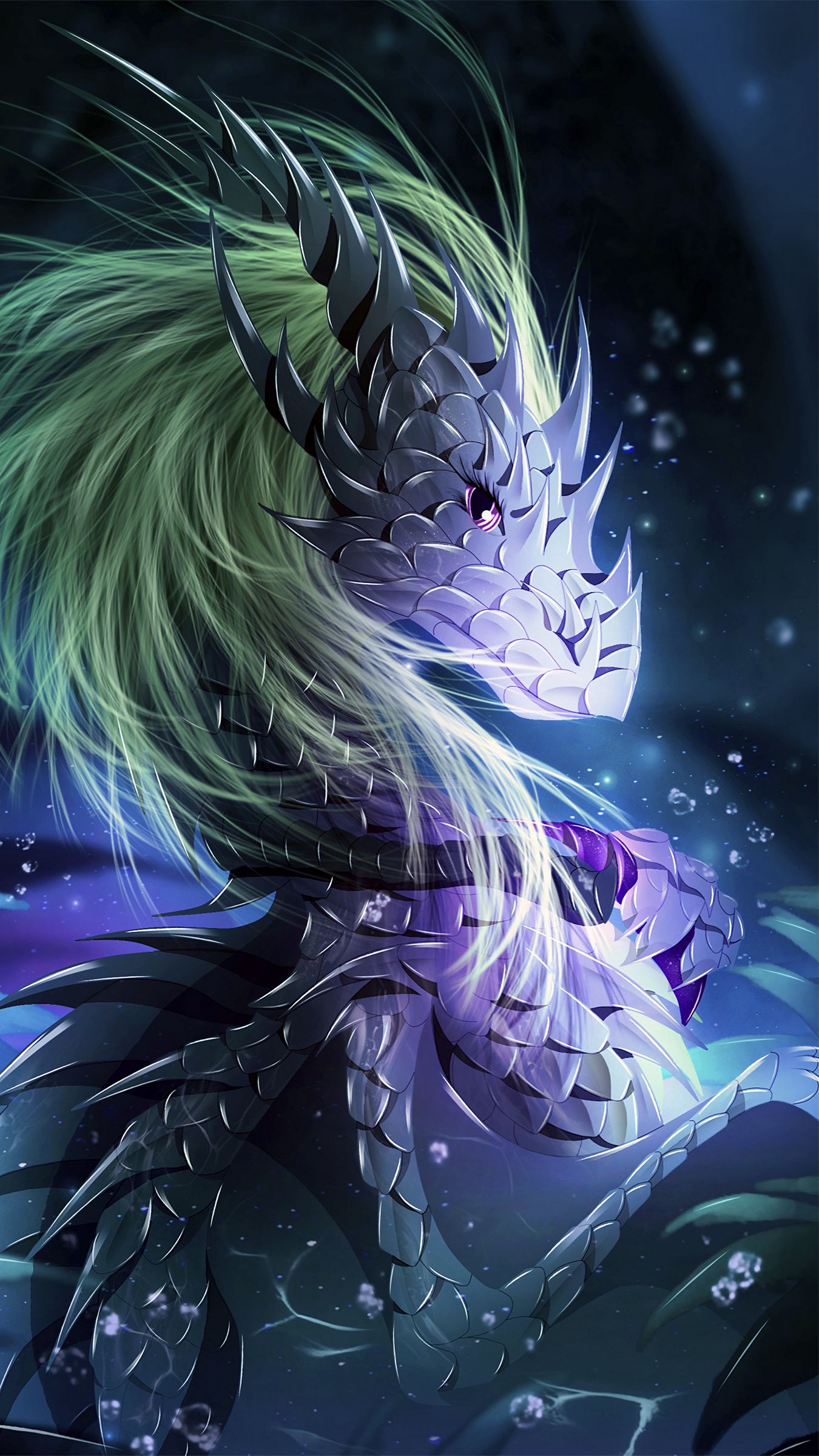 Download wallpaper 1350x2400 dragon, scales, mane, creature, art iphone ...