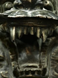 Download wallpaper 240x320 dragon, sculpture, metal old mobile, cell phone,  smartphone hd background
