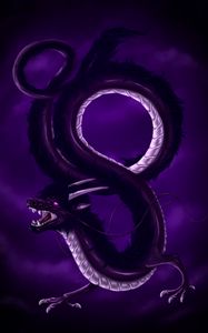 Preview wallpaper dragon, serpent, art, purple