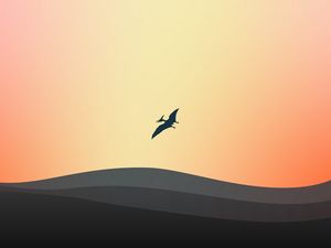 Preview wallpaper dragon, silhouette, flight, minimalism, vector, art