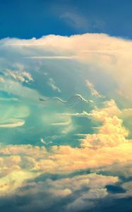Preview wallpaper dragon, sky, clouds, art