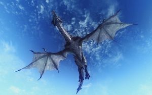 Wallpaper dragon, flying, sunset, clouds, sky hd, picture, image