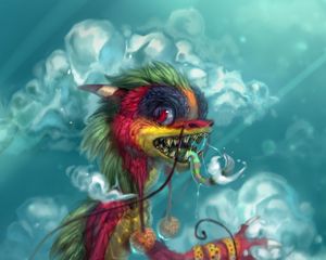 Preview wallpaper dragon, smoke, clouds, art