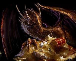 Preview wallpaper dragon, treasure, gold