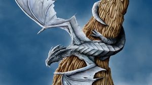 Preview wallpaper dragon, tree, wings, entwining