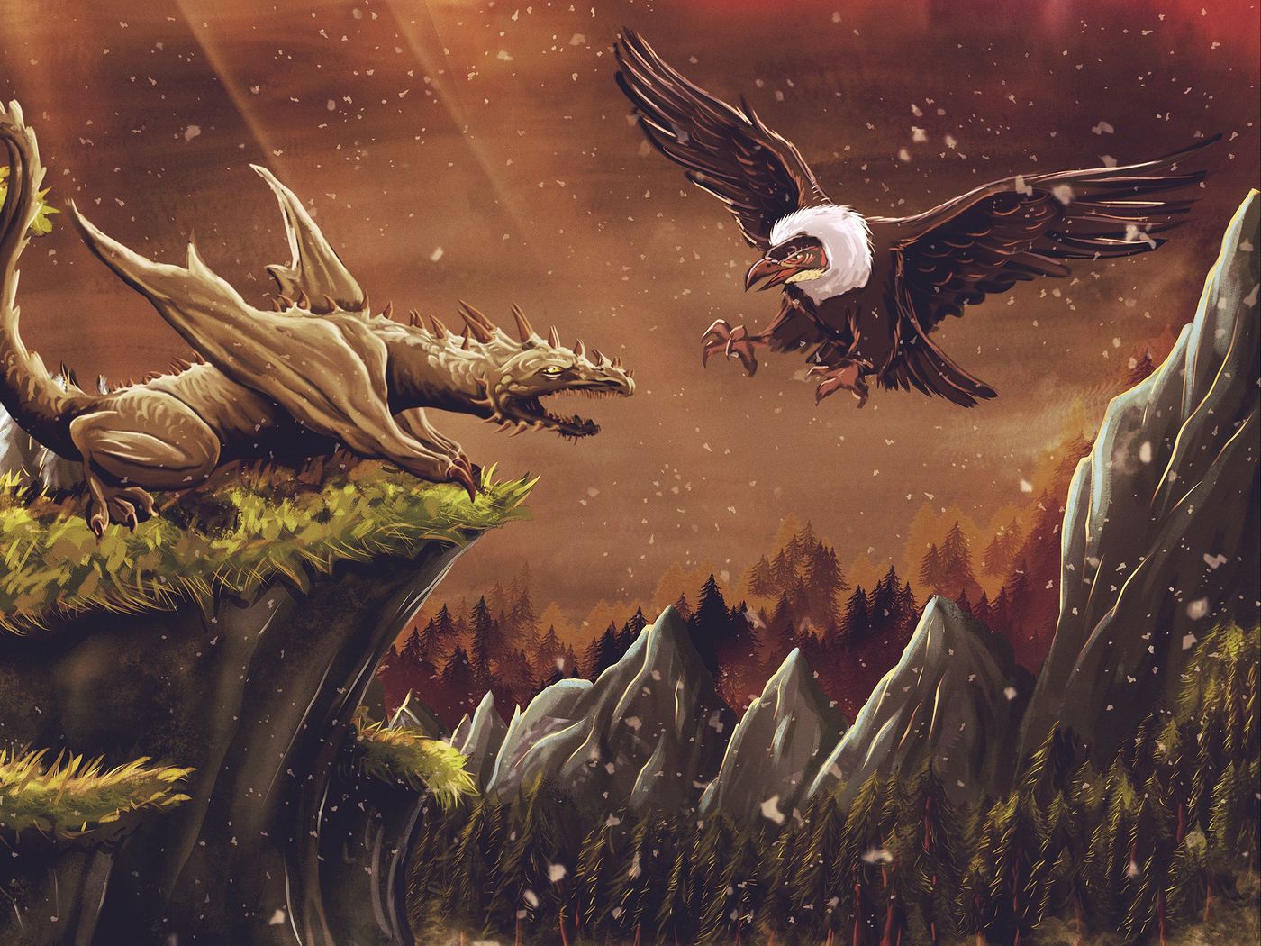1400x1050 Wallpaper dragon, vulture, bird, art, fiction