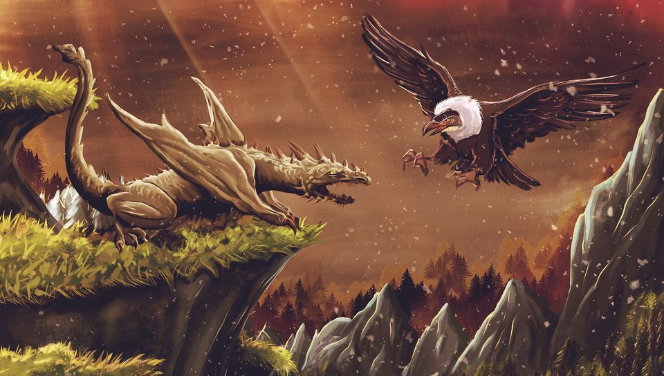 960x544 Wallpaper dragon, vulture, bird, art, fiction