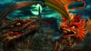 Preview wallpaper dragons, art, apocalypse