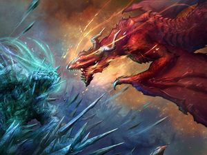 Preview wallpaper dragons, art, battle, fantasy
