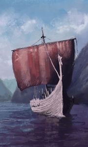 Preview wallpaper drakkar, ship, sail, sea, art